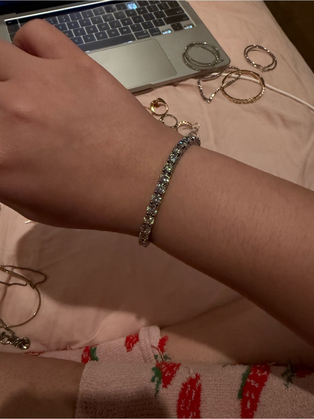 Brilliance Classic Crystal Tennis Bracelet - Silver Rhinestone Accent